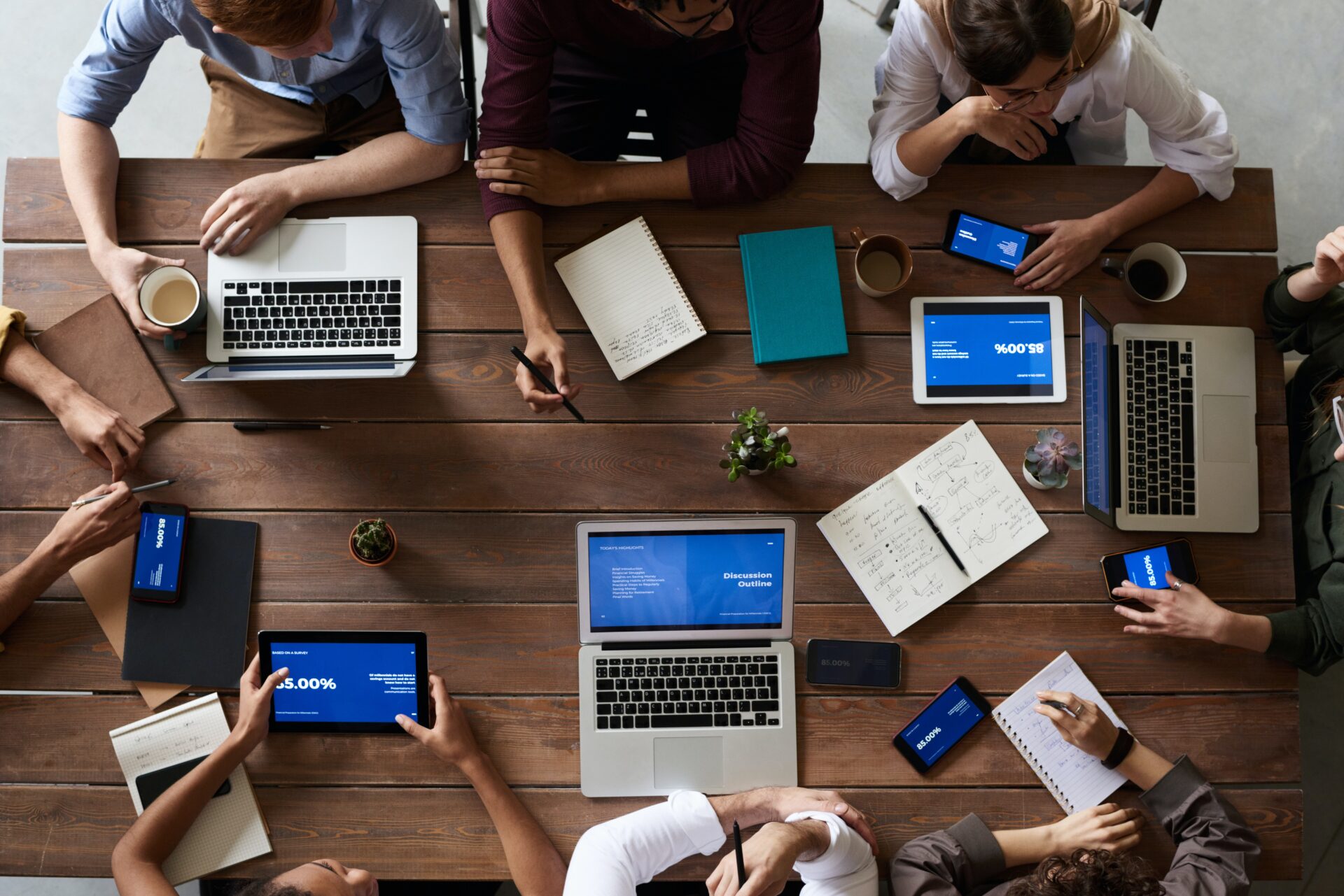 employees on a meeting